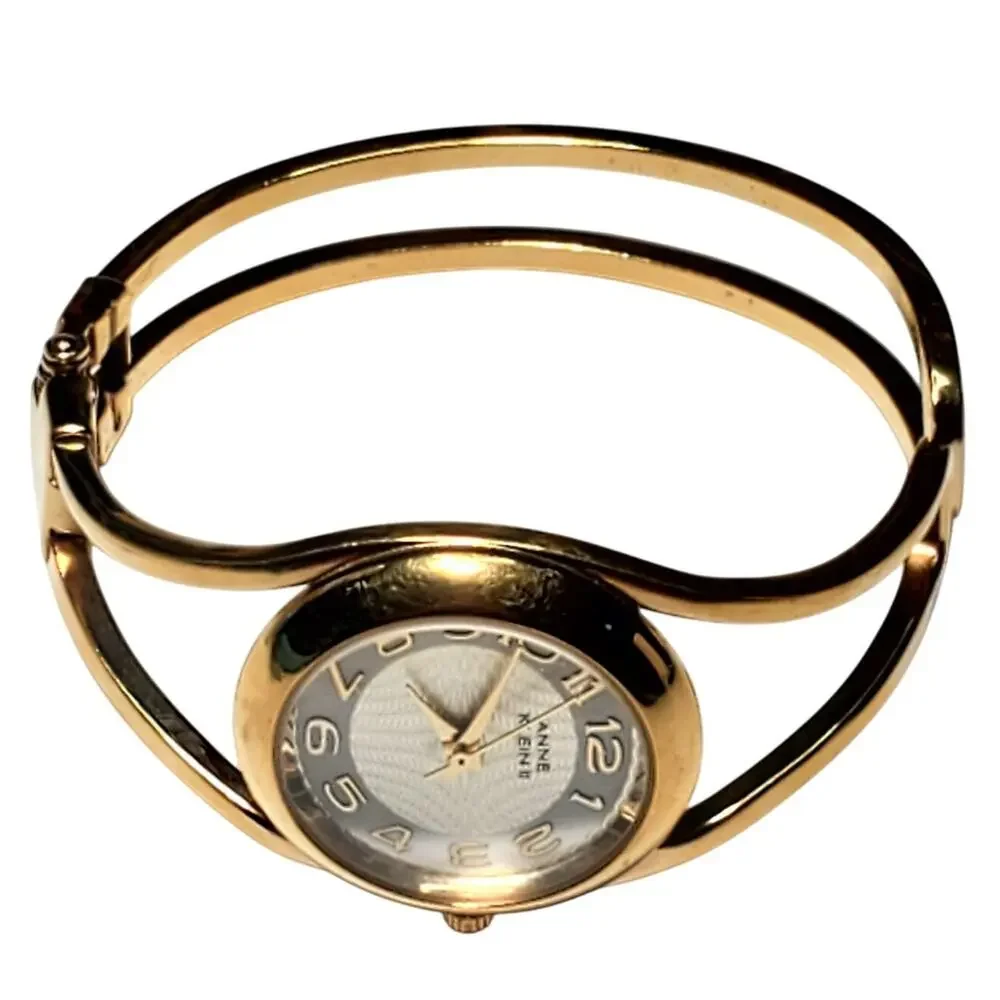 Vintage Gold Tone Anne Klein 2 Women's Cuff Watch 10/1556-7 Unstested